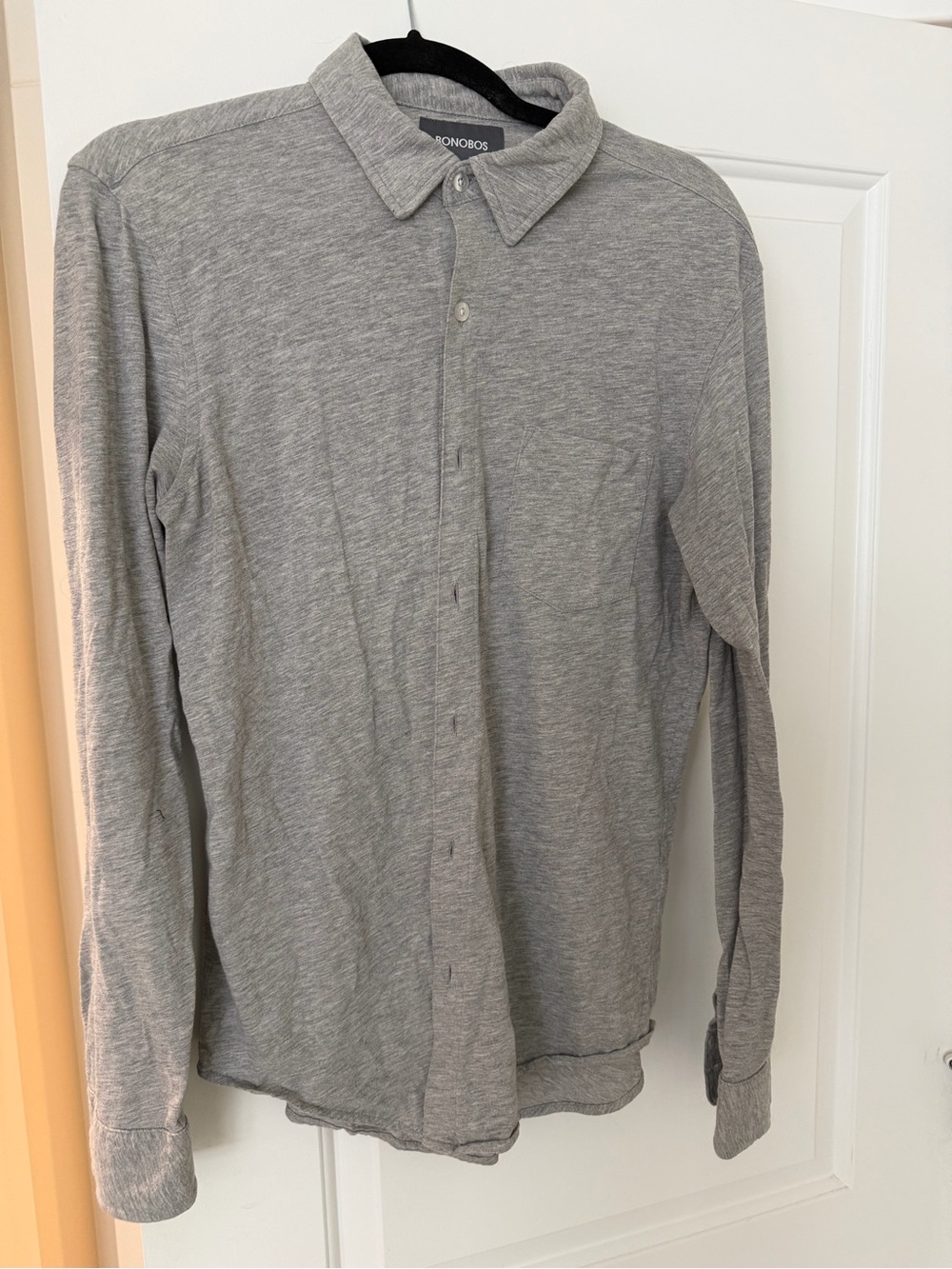 Bonobos Marled Grey Jersey Button Down Shirt Medium Tailored Slim M